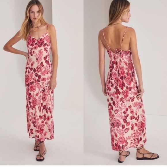 Favorite Daughter Dresses & Skirts - Favorite Daughter The Envy Slip Midi Dress in Rose Multi Size Large